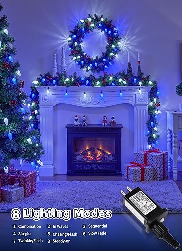 Miniatura 2 de Luces LED C9 de Navidad para exteriores, 81 pies, 100 luces LED de cadena con temporizador y 8 modos de luz, luces de árbol de Navidad conectables