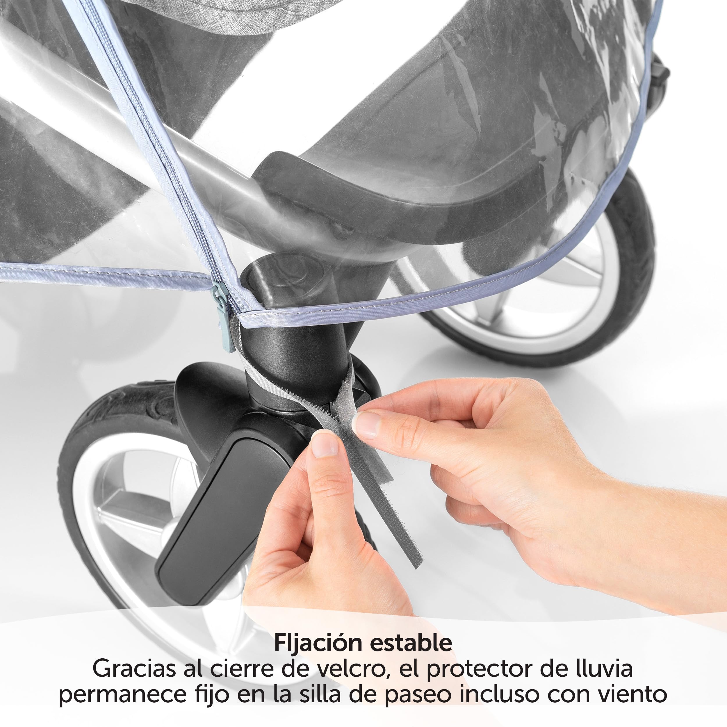 Zamboo Plastico Lluvia Silla Paseo Universal – Burbuja Impermeable para Carrito con Cremallera Frontal Ventana de Contacto y Ventilación - Seguro - Libre de PVC y Contaminantes - Transparente