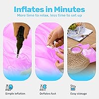 Vista 5 de SLOOSH Inflatable Pool Floats Raft,Floating Lounge for Adults,64x32 inch Swimming Mat Pool Mattress with Headrest,2 Pieces Float Air Mat for Summer