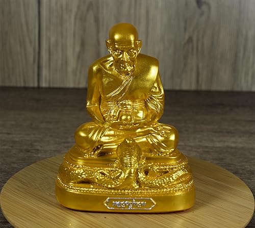 Miniatura 2 de BUDDHO Luang Pu Thuad Estatua de Buda dorada de 5 pulgadas de alto. Estatua budista tailandesa de San Buda tailandés, decoración del hogar, pequeño