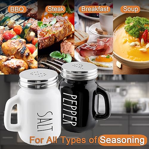 Miniatura 5 de Salt and Pepper Shakers Set, ZOSUJO 4 oz Cute Salt Pepper Shaker, Kitchen Decor for Home Restaurants Wedding, Glass Black White Shaker Sets with