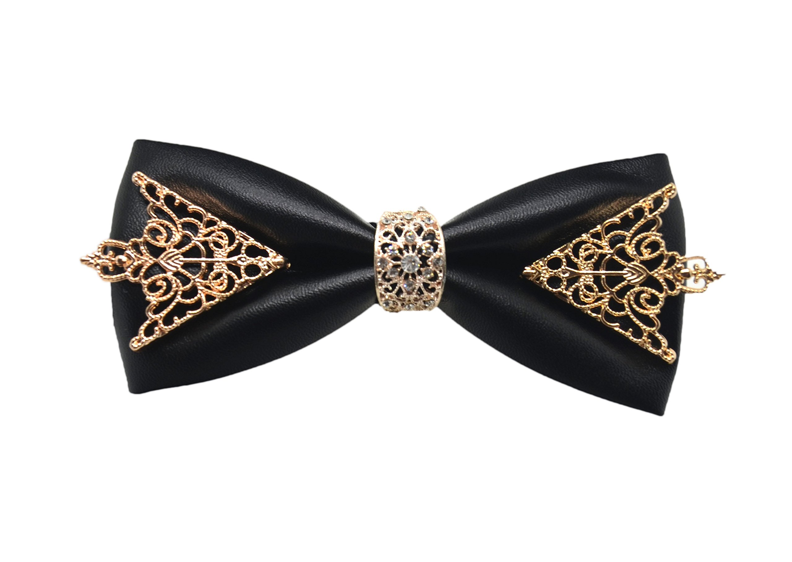 JOIZPAPA Men's Pre-Tied Bow Tie Handmade Feathers Bowtie and Brooch Set