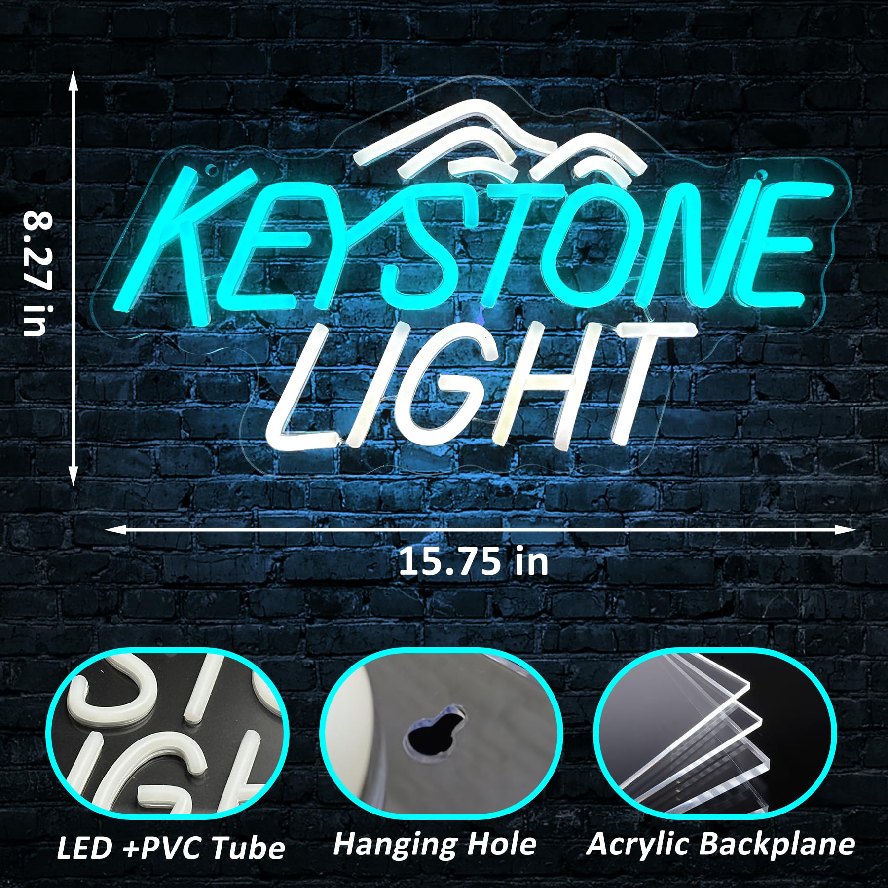 Keys Light Beer Neon Signs for Wall Decor LED Neon Bar Signs for Home Bar Decoration USB Powered Light up Business Signs for Beer Bar Man Cave Pub Store Restaurant Birthday