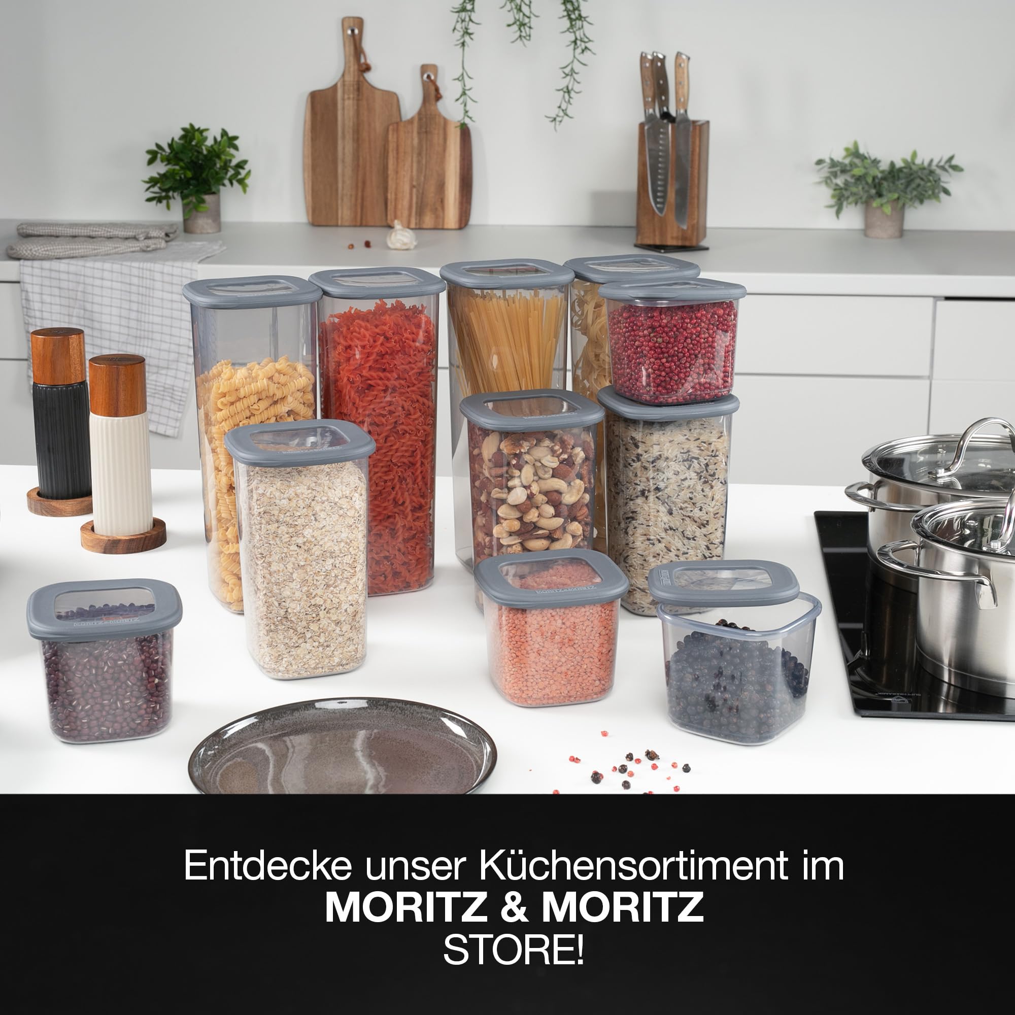 Moritz & Moritz 24er Set Vorratsdosen mit Deckel Luftdicht - Lebensmittelecht für Lebensmittelaufbewahrung - Vorratsbehälter Luftdicht und Stapelbar - Vorratsdosen Set für Aufbewahrung Küche