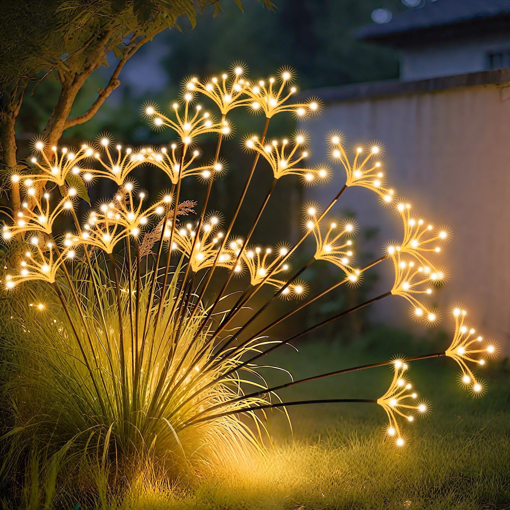 QINGYA Solar Garden Lights, New Upgraded 2 Pack Solar Swaying Starburst Light, Waterproof Fireworks Outdoor Lights,Solar Outdoor Lights for Yard Patio Walkway Pathway Decoration