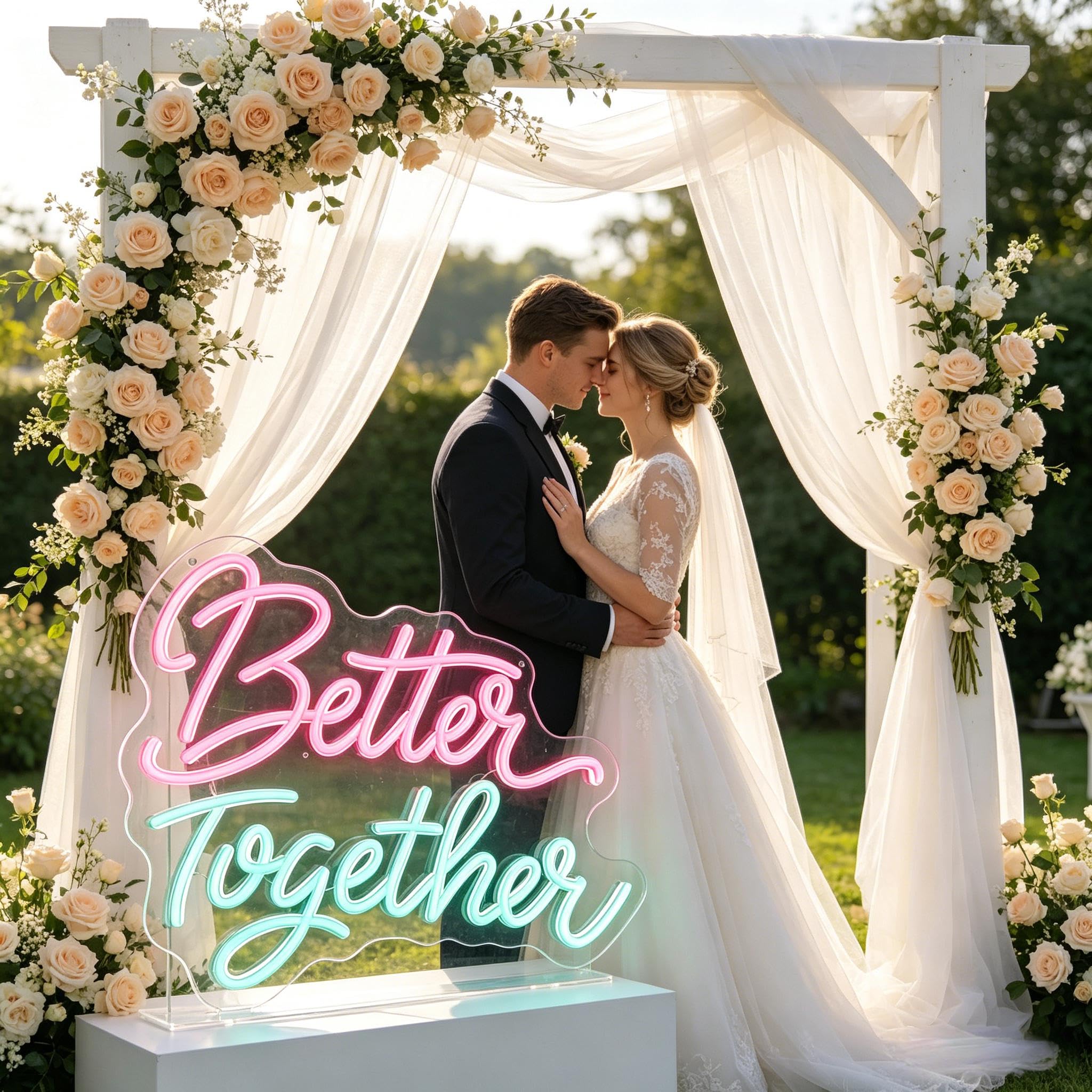 Better Together Neon Schild, Wand Schild für Wanddekoration Led Neonschild, Spruch Neon Sign USB-betrieben, Wand Zubehör Dekoration für Schlafzimmer, Hochzeit, Party, Geschenk für Paare