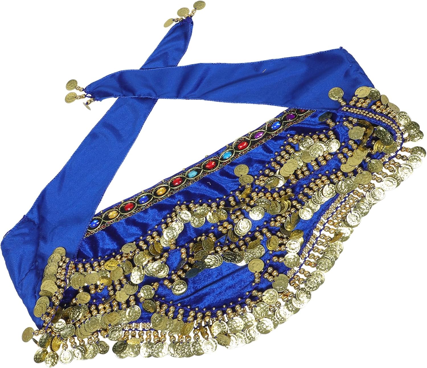 LUOZZY 2pcs Belly Dance Hip Scarf with Coins for Women Performance Costume Accessory