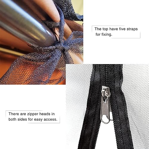 Miniatura 5 de Mosquitera para patio, mosquitera de malla de poliéster con apertura de cremallera y techo impermeable, cortina rectangular (tamaño de silla para