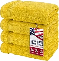 Vista 19 de American Veteran Towel, Paquete de 4 toallas de baño turcas 100% algodón para baño, 27 x 54 pulgadas, extra grandes, de secado suave, color azul