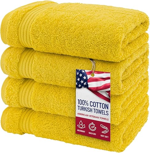 American Veteran Towel, Juego de 4 toallas de mano para baño, juego de toallas de mano turcas 100% algodón, toallas de mano suaves, toallas de mano