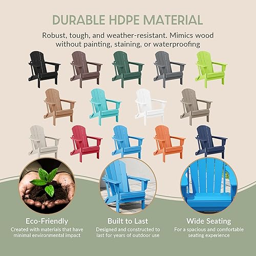 Vista 6 de WestinTrends Malibu HDPE - Silla plegable Adirondack de polietileno para exteriores, color azul pacífico Pacific Blue