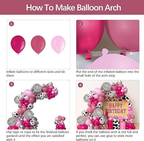 Miniatura 6 de HYOWCHI Suministros de fiesta de cumpleaños de vaca de granja, 144 piezas de decoraciones de fiesta de vaquera, arco de guirnalda de globos, arco de