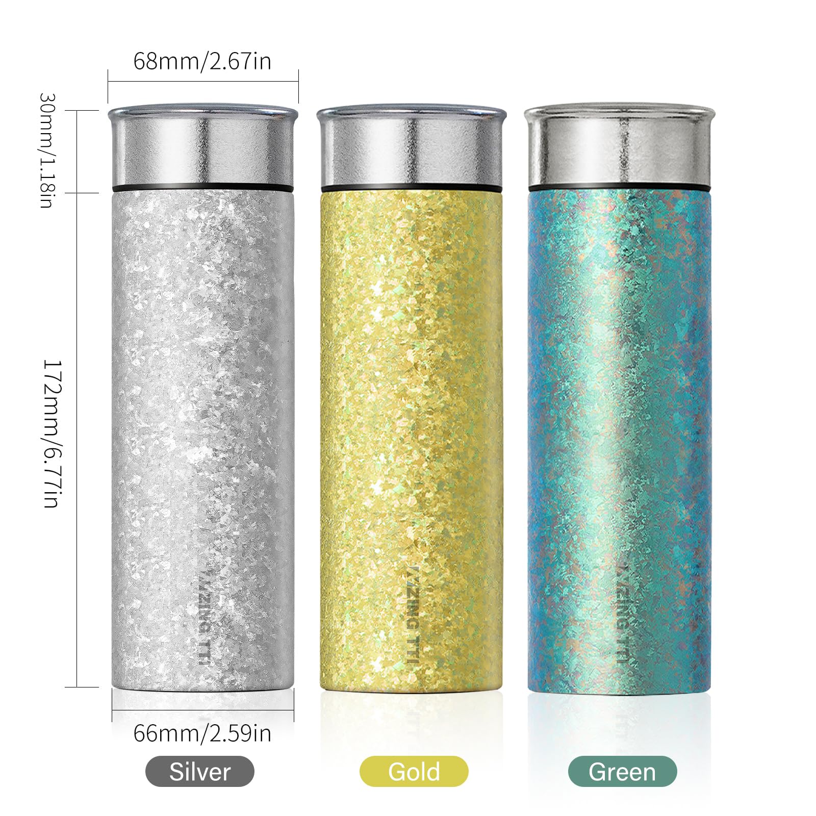 ZING TTI Pure Titanium Isolierbecher, Edelmetall Teetasse, 425.2 g, doppelwandiger vakuumisolierter Becher, Kaffeetasse, langlebige Temperaturerhaltung, kann als Geschenk gegeben werden (Grün)