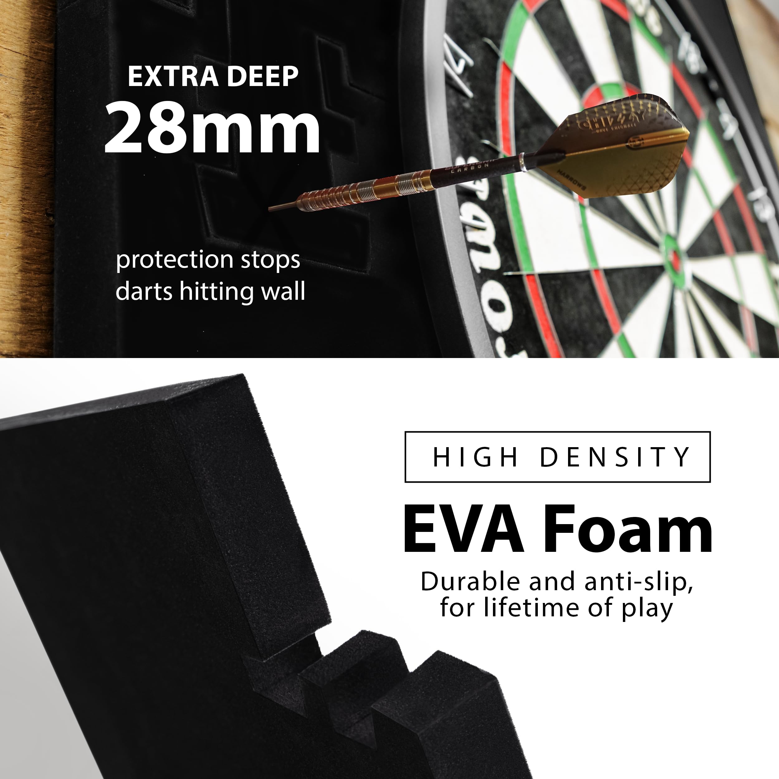 Harrows Dart Board Ring XL I Dartboard Surround 6 szt. Łatwy montaż Dart Surround I Ochraniacz ścienny Dodatkowa ochrona 6000 cm I 140% większa niż standardowa oprawa I Dwustronna strona dla