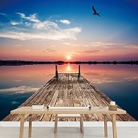 Vista 3 de SIGNWIN Mural de pared con vista al mar azul y playa extraíble, autoadhesivo, decoración de pared para dormitorio, sala de estar, 66 x 96 pulgadas