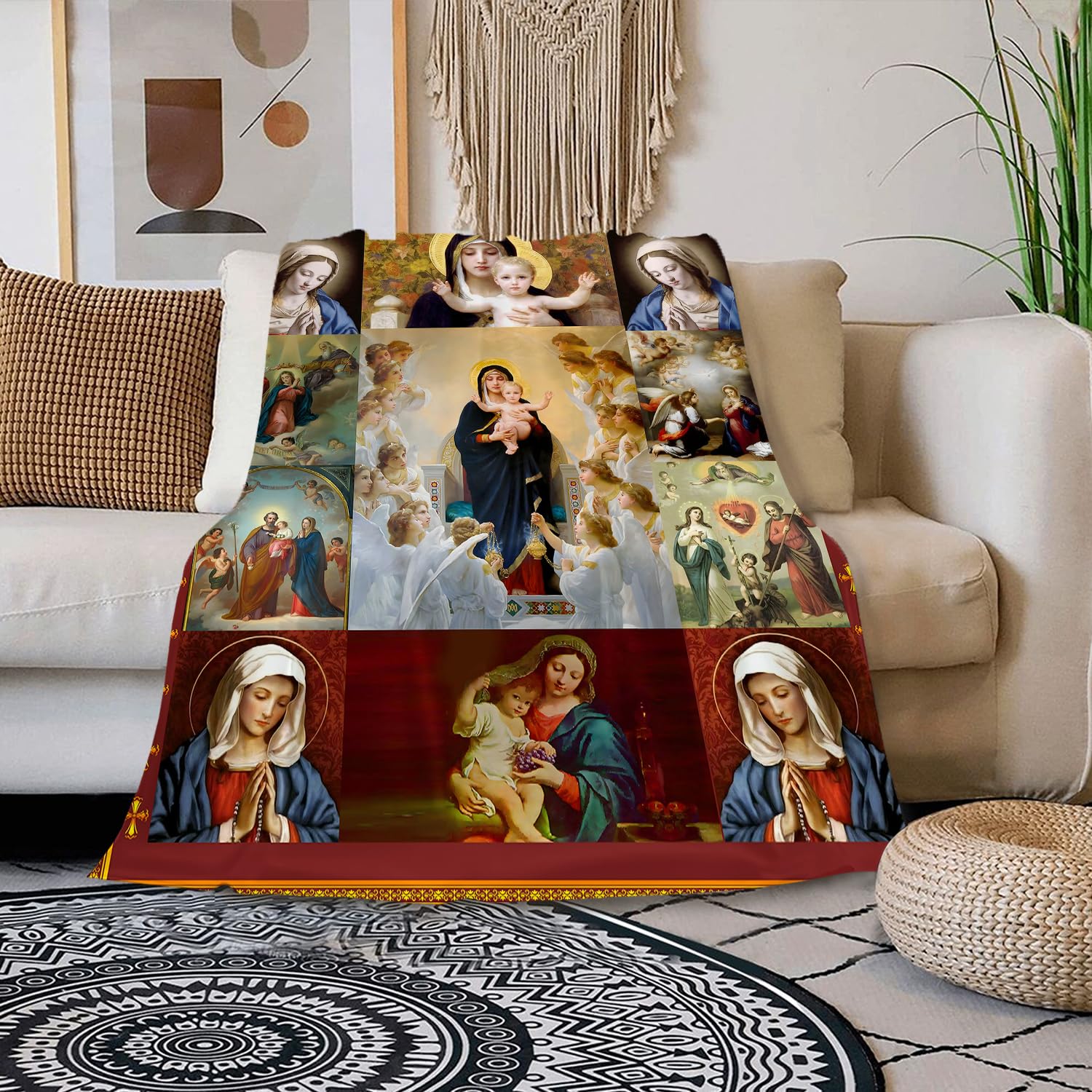 Amazon.com: Virgin Mary Blanket with Sacred Heart Catholic Mother