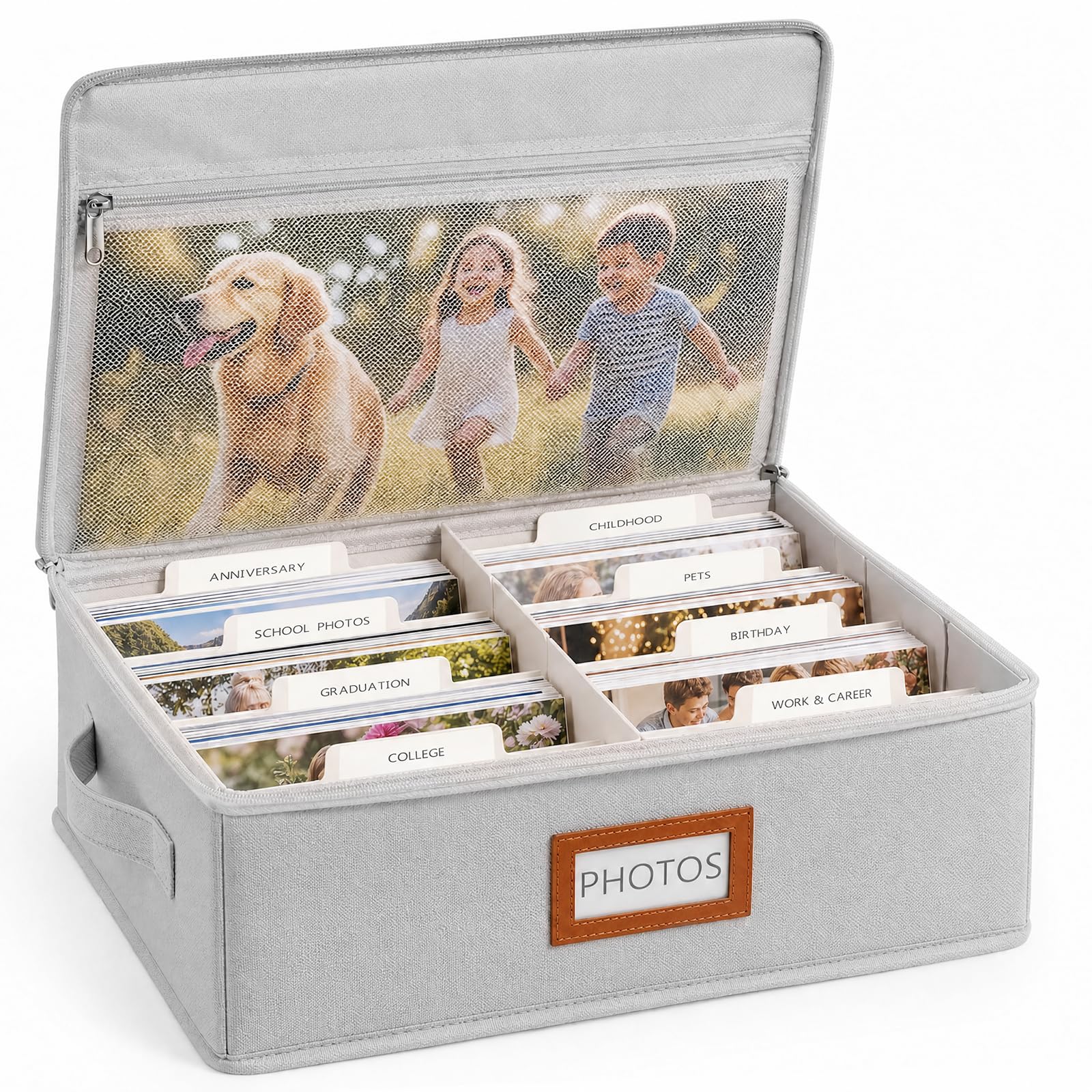 Photo Storage Box Holds 2000 4"x6" Photos with Lids 30 Dividers and Label
