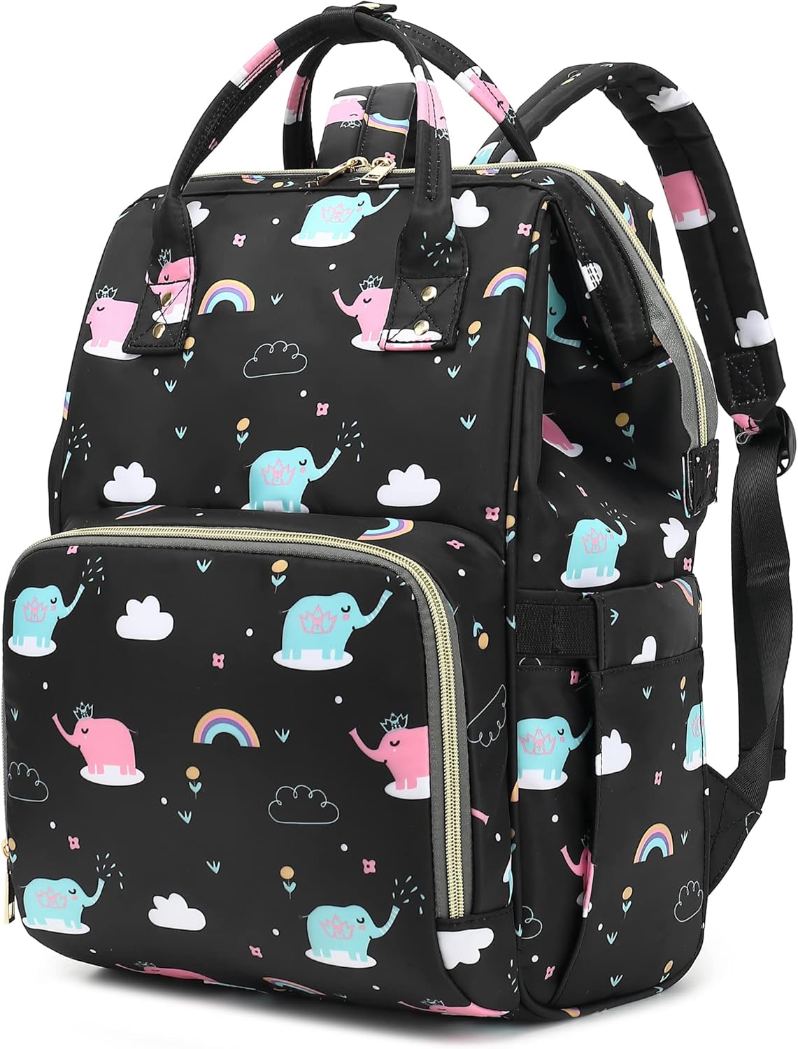 Elephant Laptop Backpack for Women Men, 15.6 inch College School Backpack Bookbag for Work/School/Travel/Business (Black)