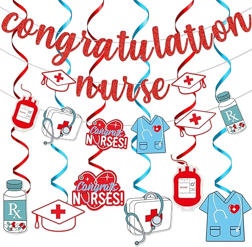 Cartel de felicitación para enfermera, decoraciones de graduación para enfermeras, decoraciones de enfermería para fiestas, suministros de fiesta de
