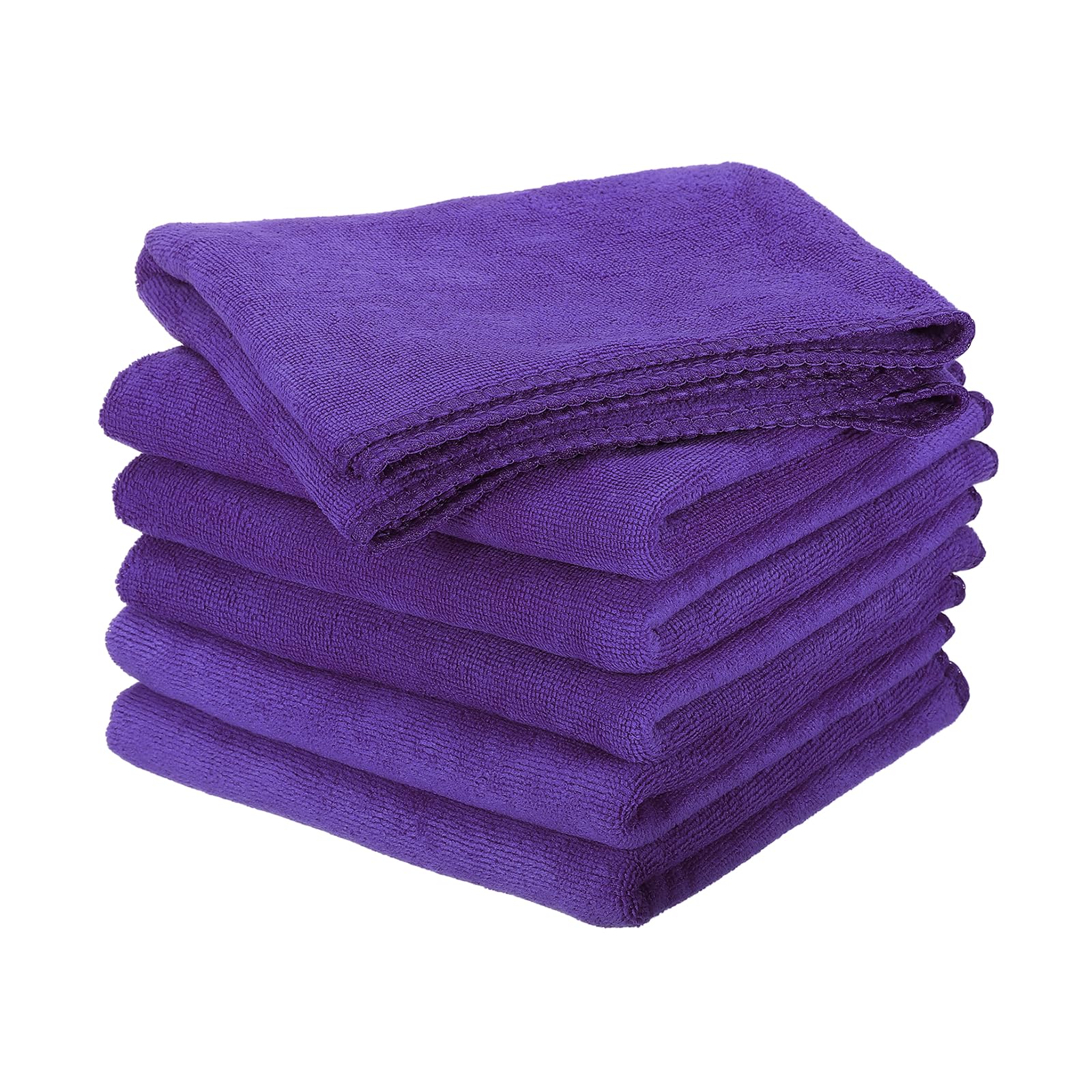 sourcing map 6 Pack Microfiber Cleaning Cloth, 20" x 10" Multi-Functional Cleaning Towels Reusable Absorbent Rags for Car Wash Kitchen Household Window Clean, Purple