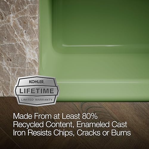 Vista 131 de Kohler Fregadero de la granja Kohler Whitehaven, Frente al delantal altos, K-6489-0, Blanco