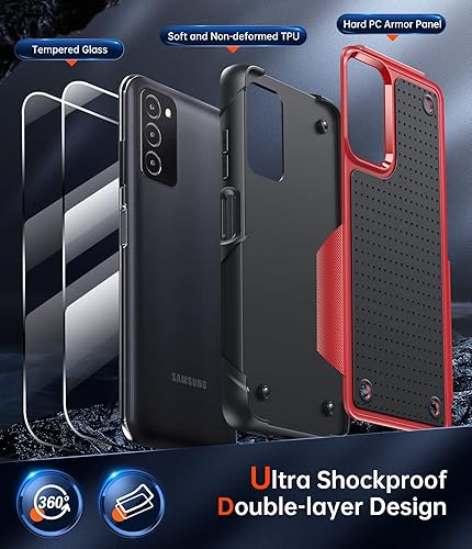Miniatura 10 de LeYi Funda para Samsung Galaxy A03S Funda Samsung AO3S con 2 protectores de pantalla, parte trasera de policarbonato duro de doble capa y