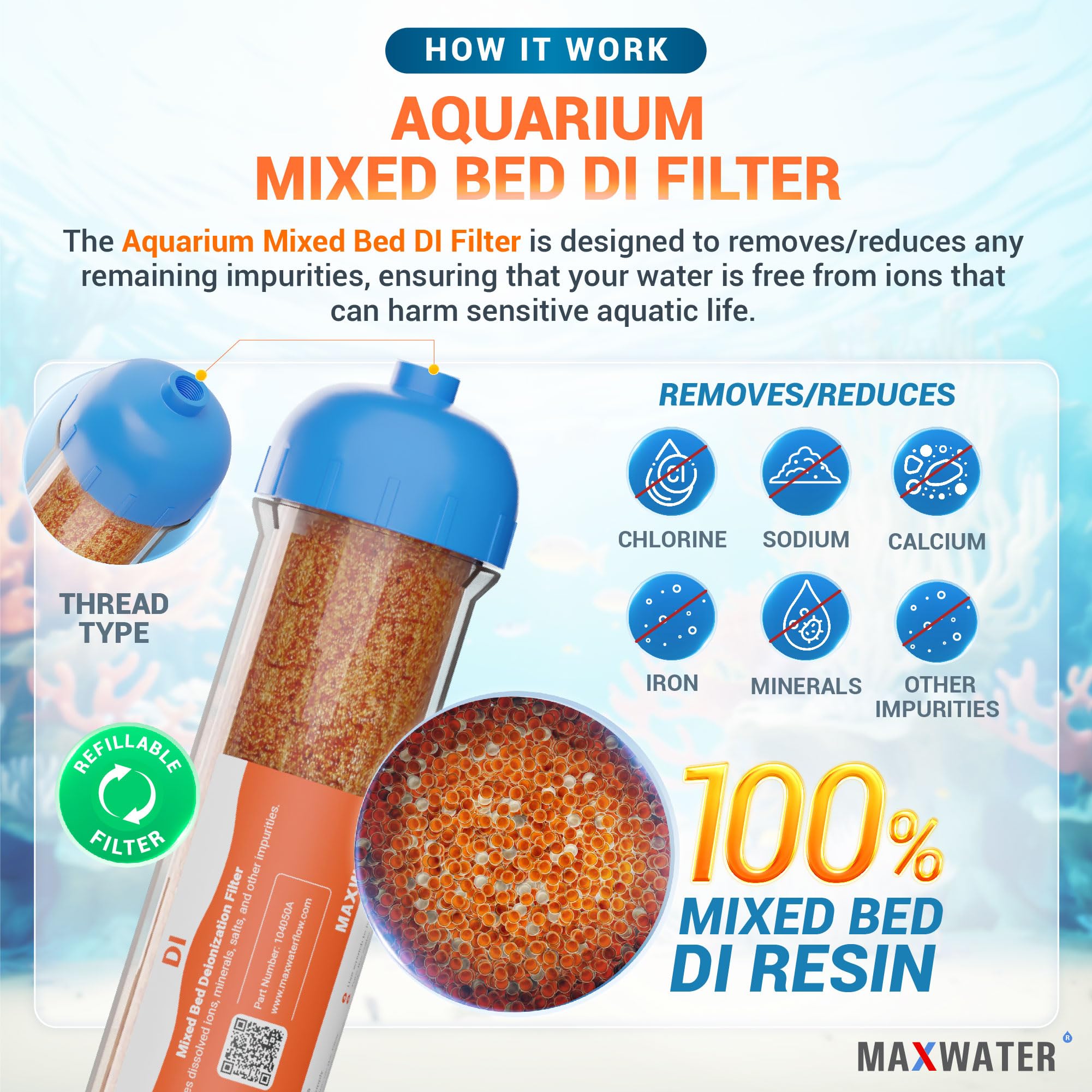 Max Water 6-stufiger RO/DI Wasserfilter 100 GPD – Umkehrosmoseanlage Für Aquarien Mit Dual-Filtration