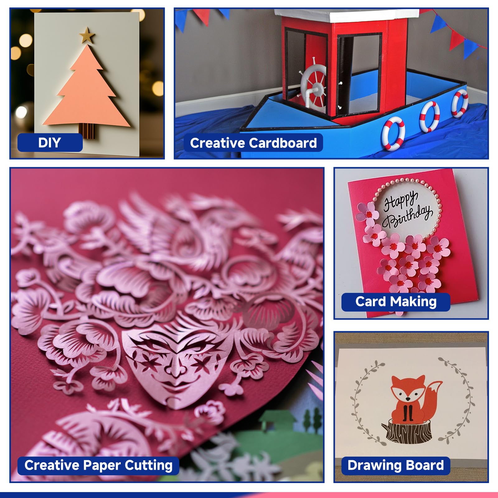 Cartoncino Colorato A4 14 tonalità Rosa Blu - Carta per Scrapbooking doppia faccia