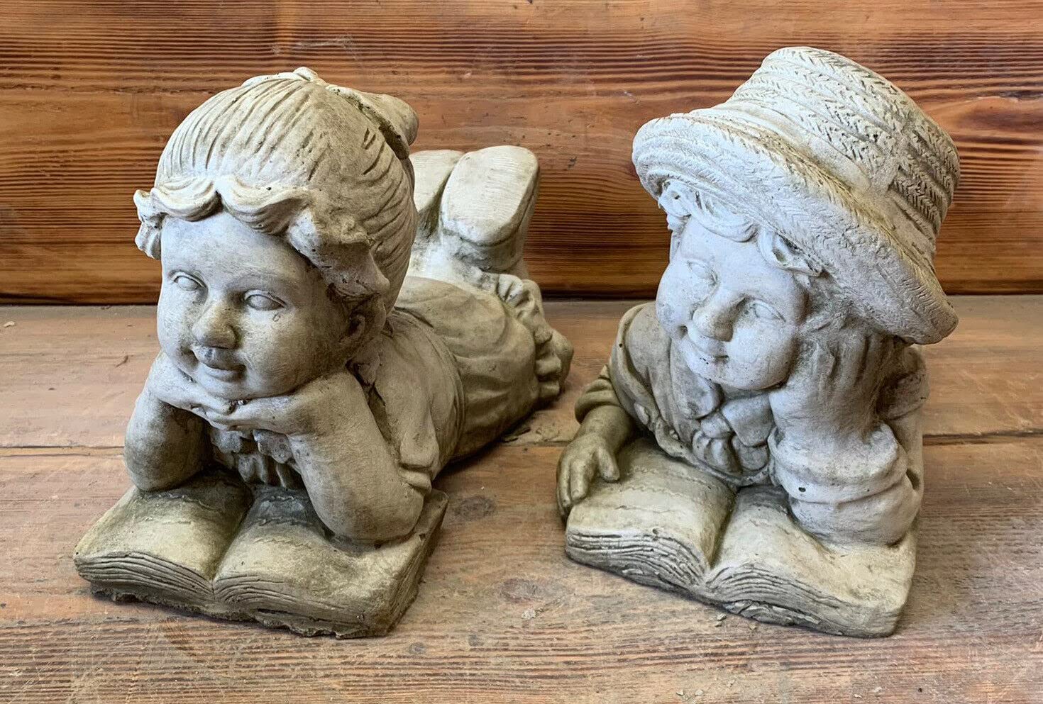 J And L Stone Ornaments Boys Stone Garden Pair Of Laying And Girl Statue Ornaments