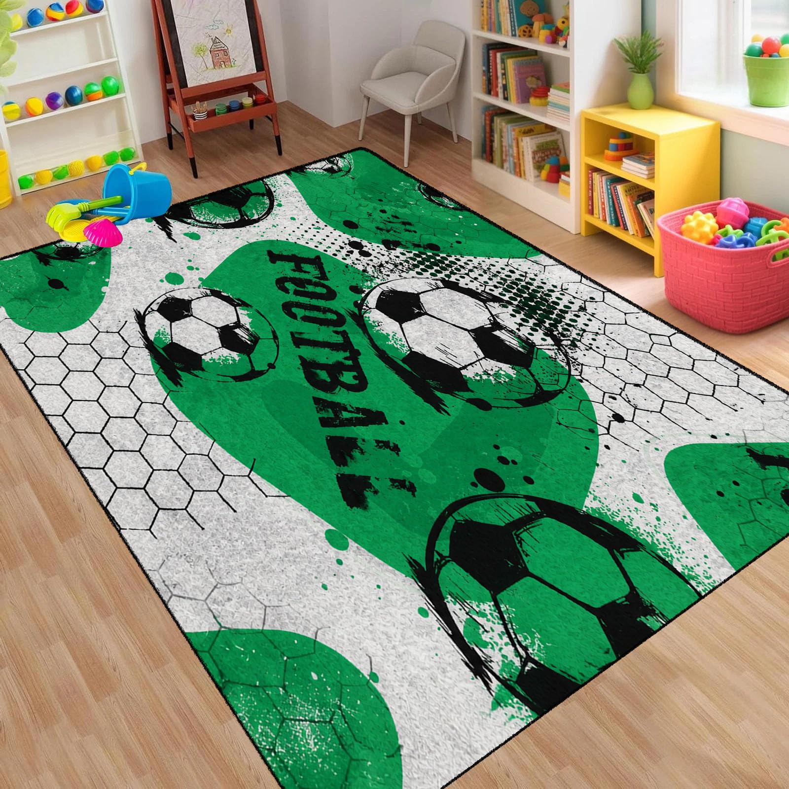 MUOUCTE Football Pattern Area Carpet Sports Theme Indoor Rug 180x260cm