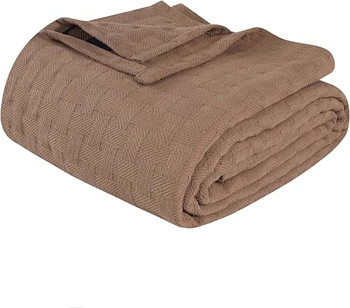 SUPERIOR Manta 100% algodón para todas las estaciones, diseño de tejido de cesta, funda suave y cómoda para cama, dormitorio, manta de sofá, sala de