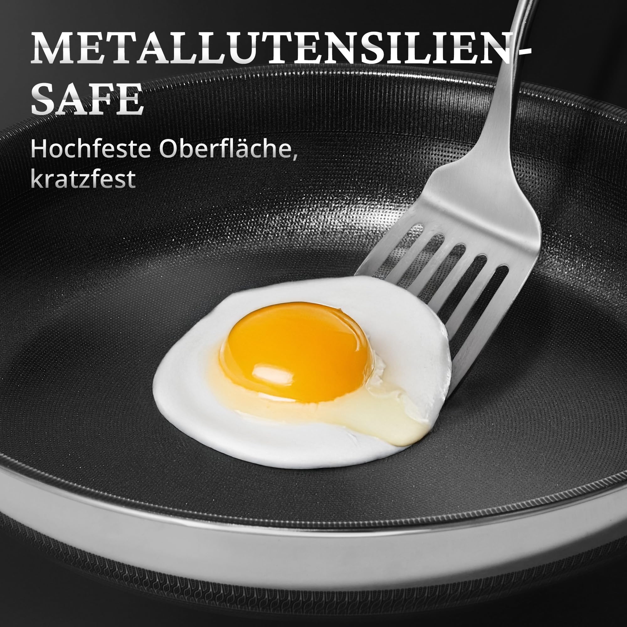 KOKHUB Edelstahlpfanne 28cm mit Titan-Keramik Beschichtung, 100% PTFE & PFAS-frei, Kratzfeste Bratpfanne Induktion, 3-Schicht Antihaftpfanne für alle Herdarten, Backofengeeignet