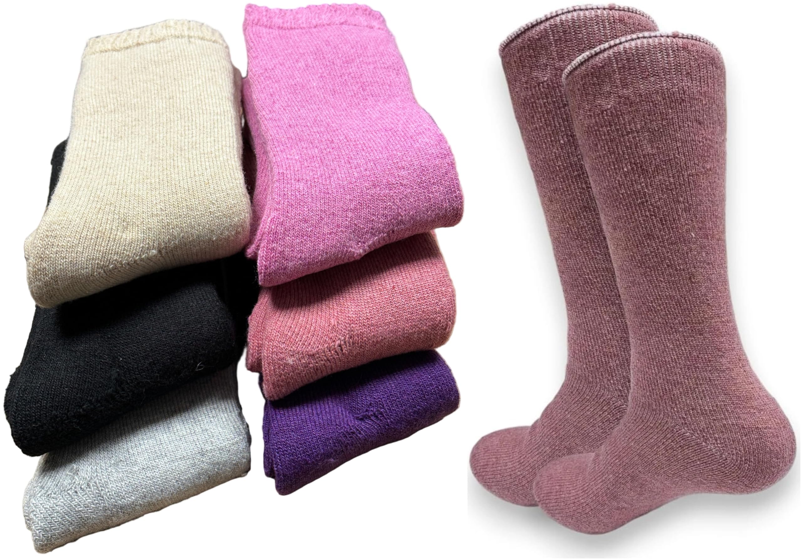 Missy Pink Womens Merino Wool Socks Lambs Wool 2.4 Tog Winter Thermal Boot Socks