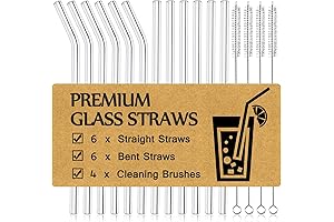 Crystals Set: Mohary's Pack of 16 Reusable Glass Straws