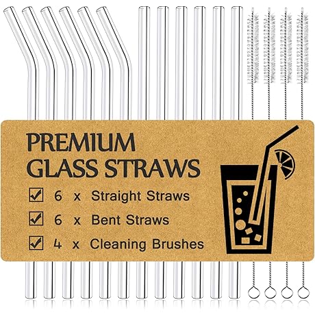 Crystals Set: Mohary's Pack of 16 Reusable Glass Straws