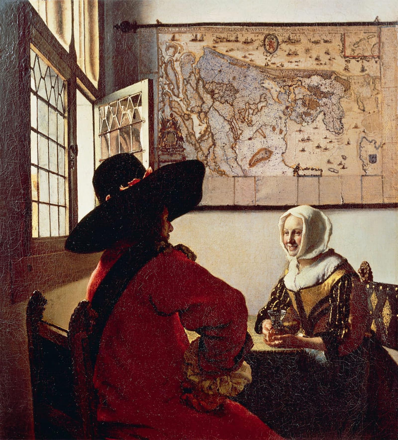 POSTERIIk Vintage Print Pop Art Landscape Artwork Soldier and Laughing Girl by Jan Vermeer Art Prints for Office Home Decor 60x90cm