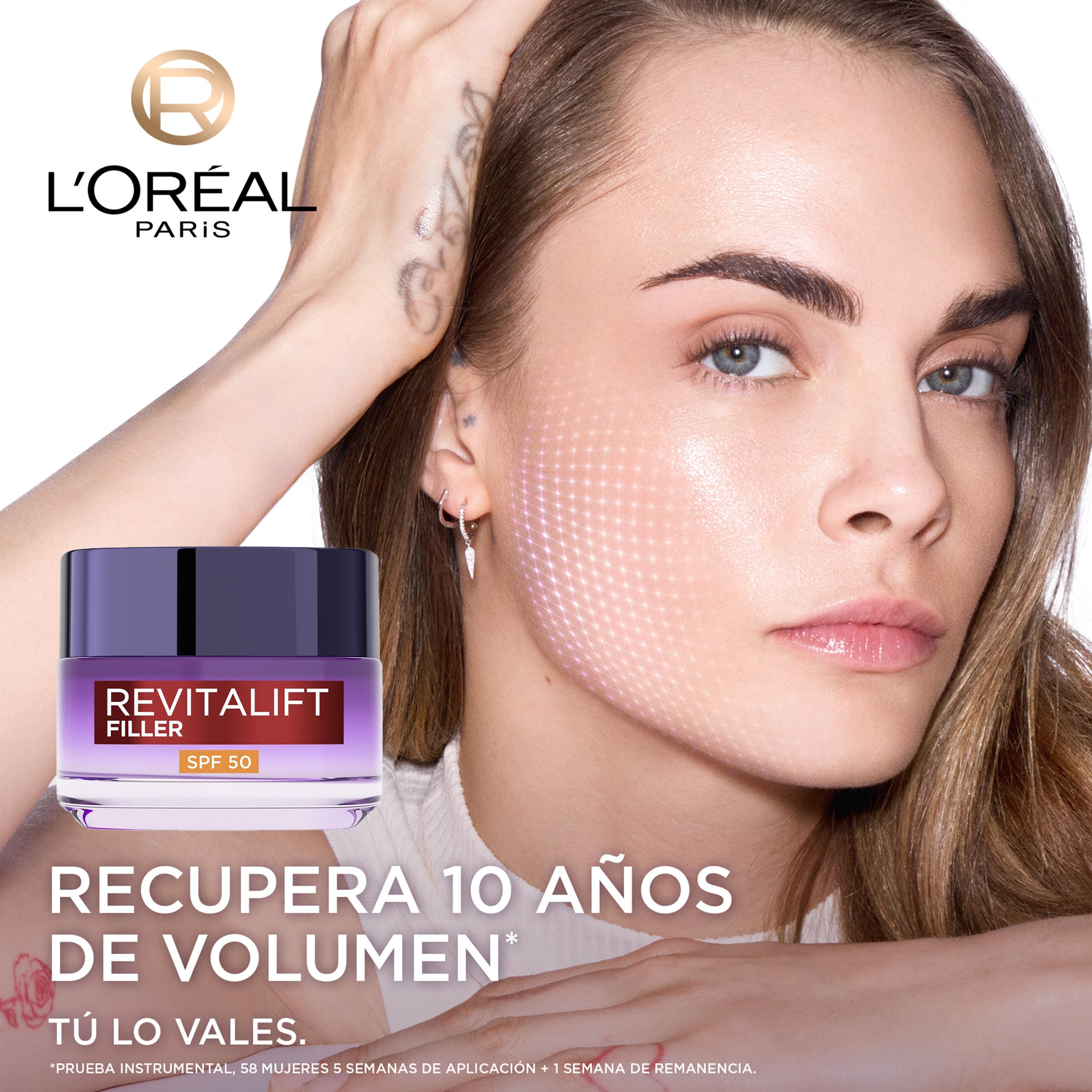 L'Oréal Paris Revitalift Filler Crema de Día Rellenadora con Protección Solar SPF 50, Anti-edad y Anti-arrugas, Con Ácido Hialurónico. Inspirado en Cosmética Coreana. Acabado no graso, 50ml — view 2