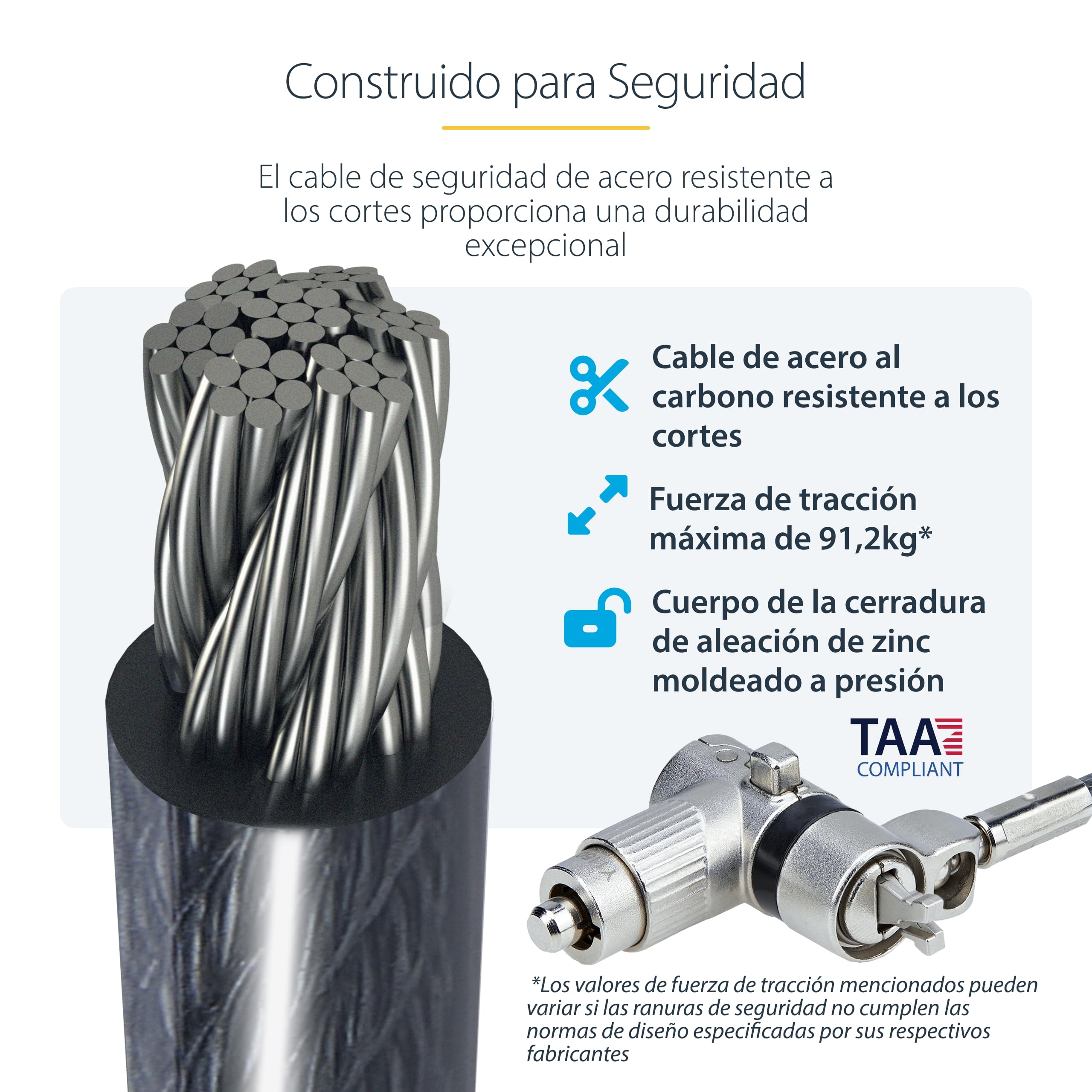 StarTech Pack 25 Candados Universales para Portátil, 2m, Llave Maestra | Llave maestra bajo pedido, Resiste 61, 2kg, Ideal para Responsables de TI