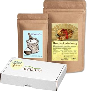 Mynatura Geschenk Set zum Einzug – Brot und Salz I Brotbackmischung I Meersalz I Geschenkbox I Alles Gute I Umzugsgeschenk I Backset I Feinkost I Einweihungsgeschenk