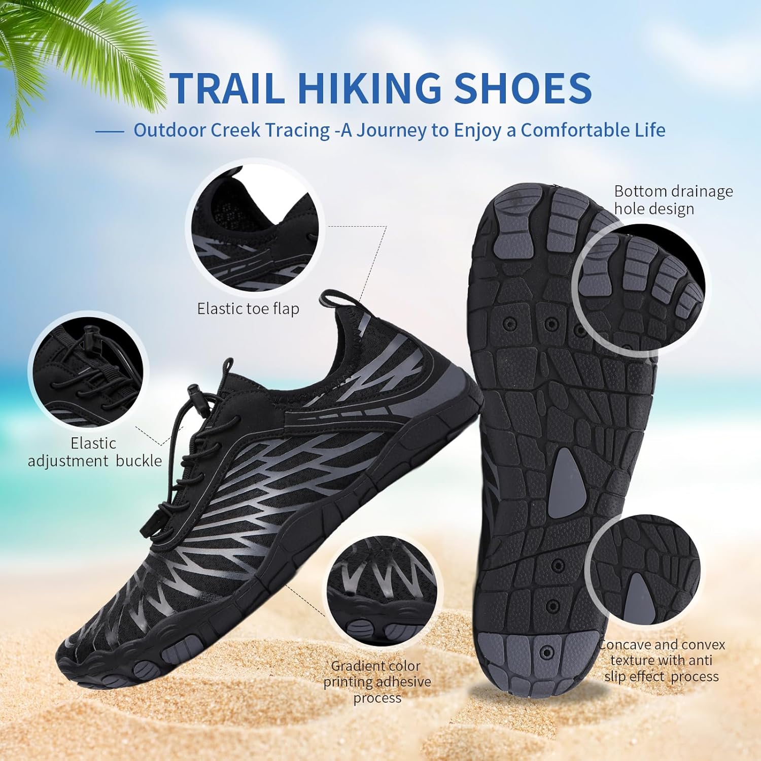 Hike Barefoot Shoes Womens Men Footwear,Pro-Healthy&Non-Slip Water Shoe for Women Men, Quick Dry Wide Toe Box Beach Swim Athletic Sports Shoes Unisex - Image 3