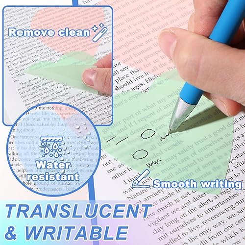 Vista 4 de Jetec 900 hojas de notas adhesivas transparentes, 18 notas adhesivas translúcidas, bloc de notas autoadhesivas coloridas para cuaderno, visión