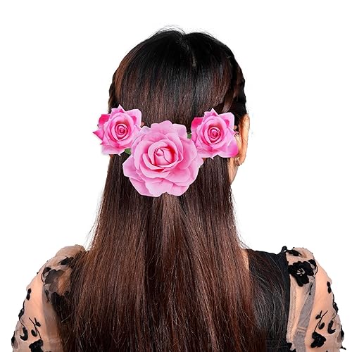 Miniatura 6 de Pinza para el cabello de rosas, 4 pinzas de tela con flores de rosas, tocados mexicanos para mujeres, niñas, bodas, fiestas, día de la madre (2