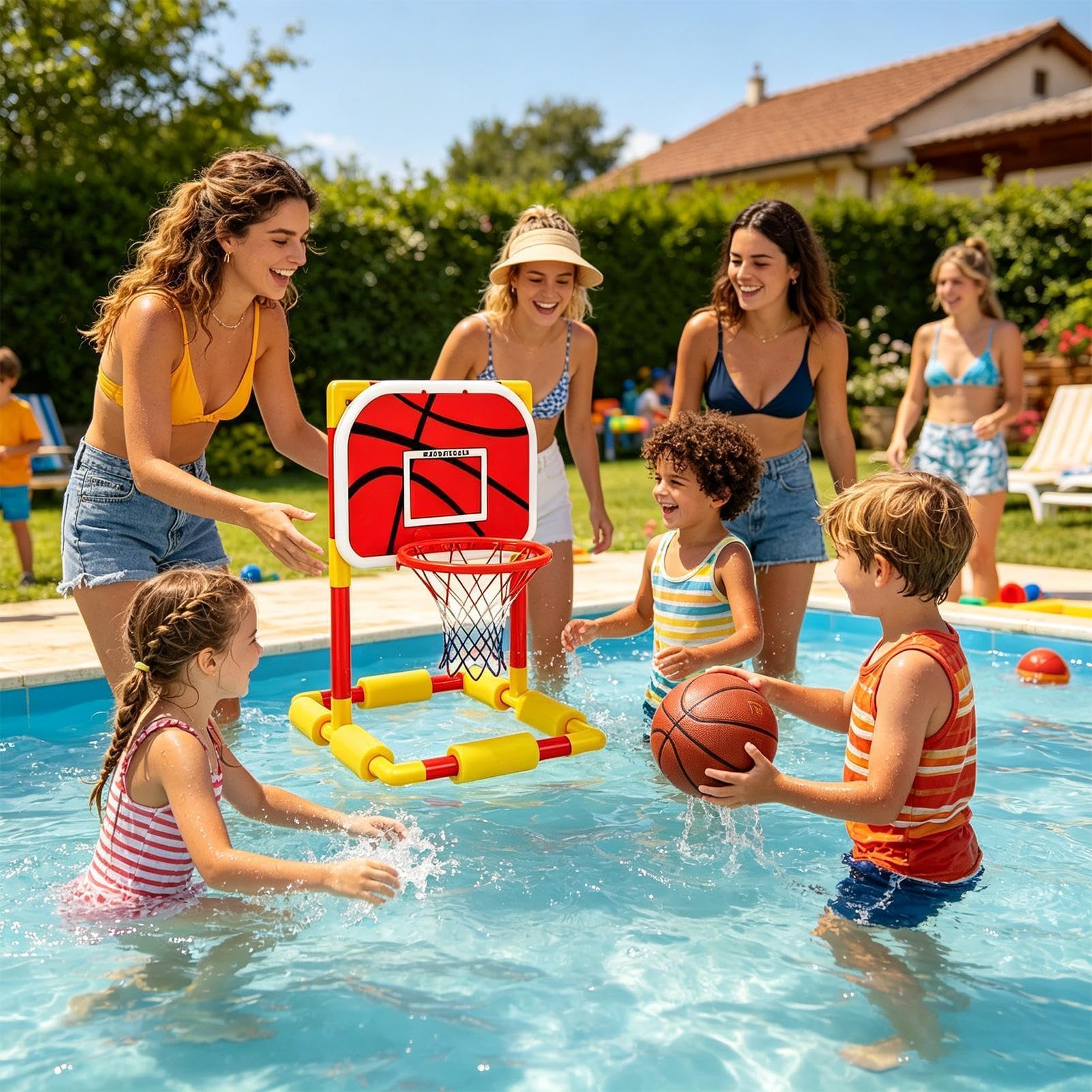 Aro de baloncesto para piscina, juegos de deportes acuáticos para familias, cesta de piscina, para niños, escuela, patio trasero, gimnasio, parque, lago, adultos