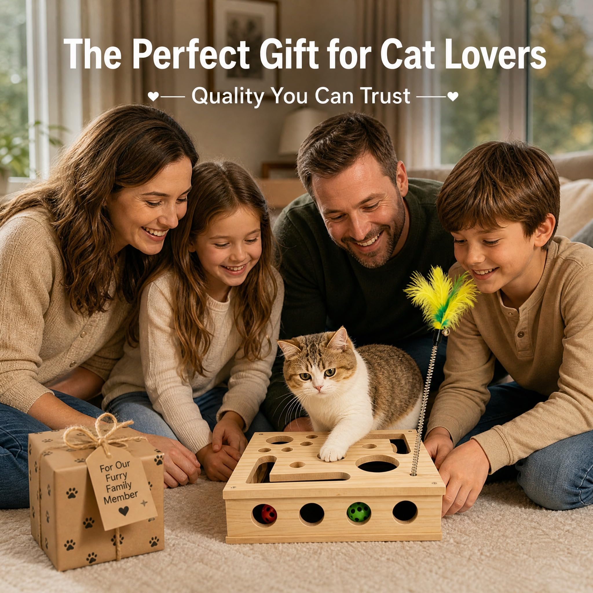 Jouet Interactif pour Chats, 2026 Nouveau Jouet Interactif pour Chats d'Intérieur, Jouet pour Chat Puzzle, Griffoir Interactif Chat avec 3 Balles Baguette à Chat