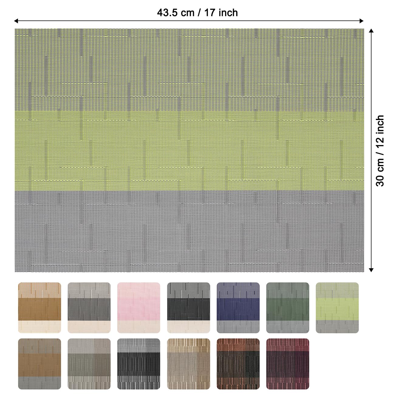 Chitomars Placemats Set of 8, Vinyl Woven Heat-Resistant Place Mats, Grey Grass Green - Image 8
