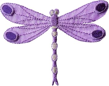 #E03975 Purple Dragonfly Embroidery Iron On Applique Patch -3.5" by 2.5"