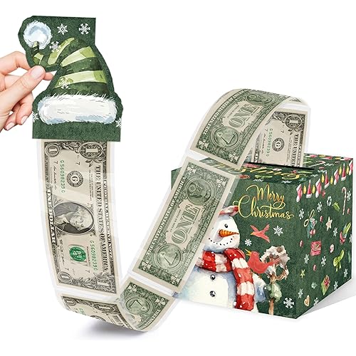 Christmas Party Gifts, Money Box for Cash Gift, Merry Christmas Money Gift Box with Pull Out Card and Cash Holder, Xsmas Surprise Box Pull for Kids Adults