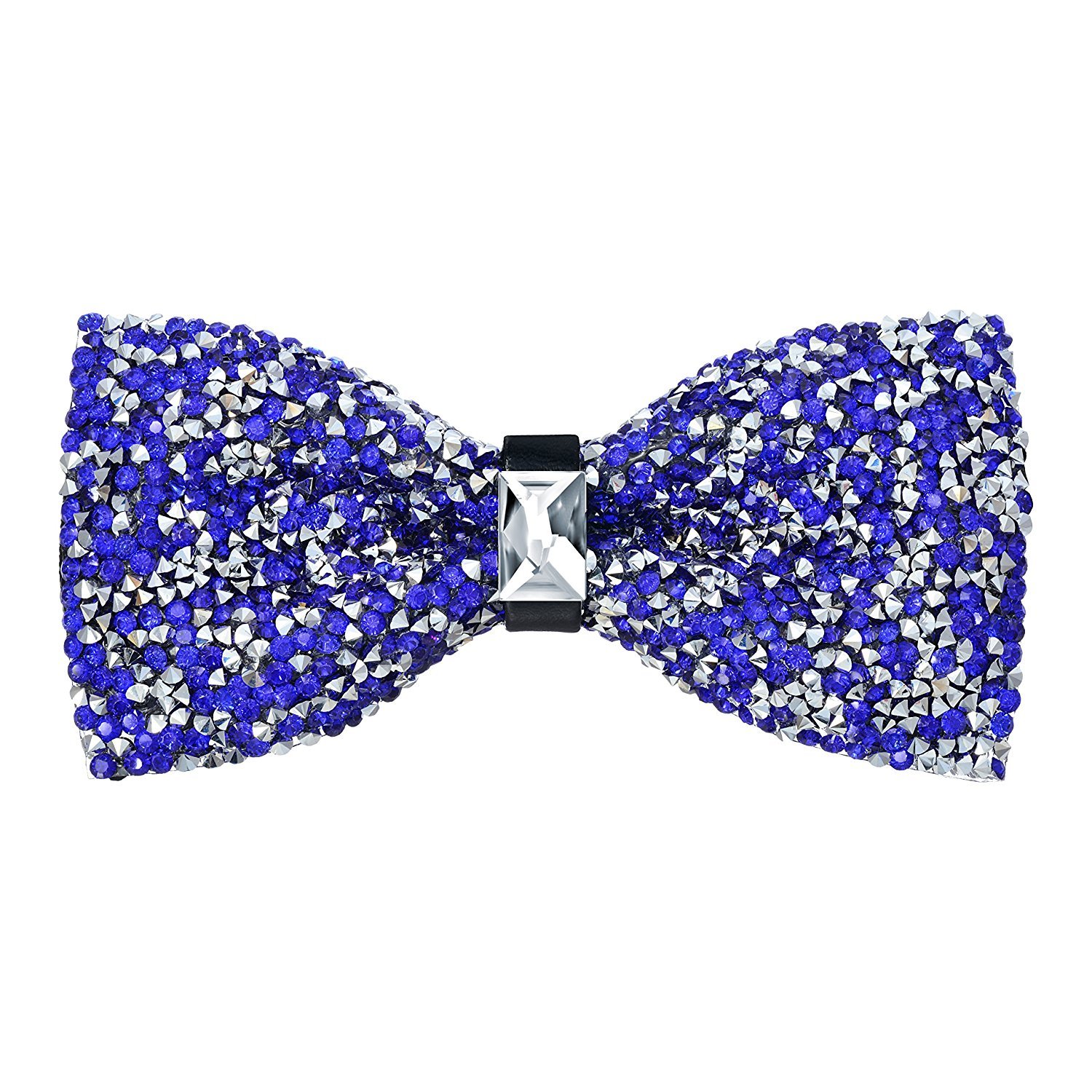 Oliver George Rhinestone Bow Ties for Men -Pre Tied Sequin Bowties Men with Adjustable Length, Jewel Bow Tie Royal Blue