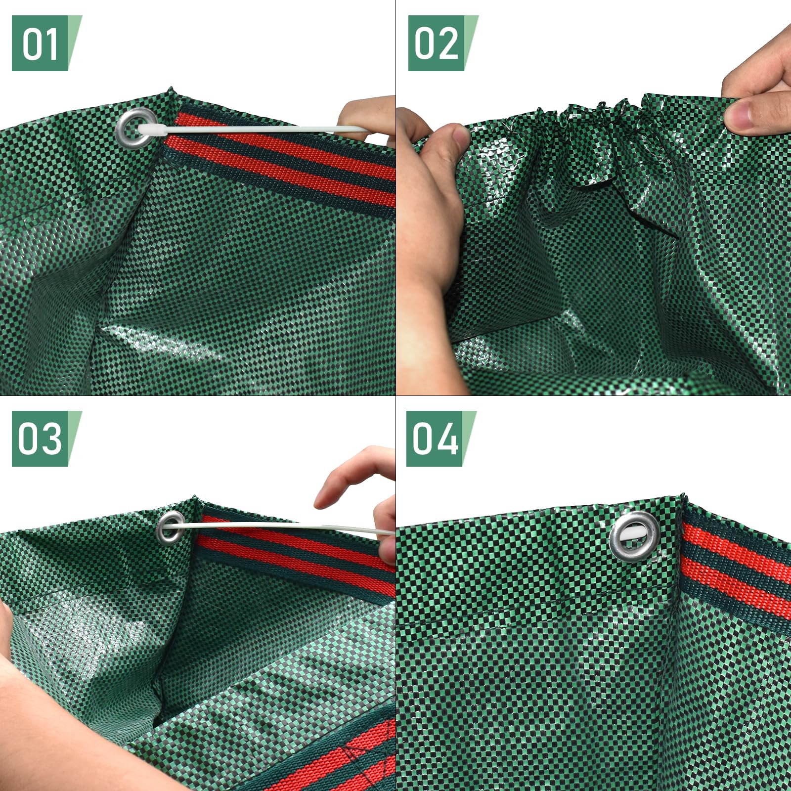 2x120L Bolsa de Basura de Jardín con Asas y Tapa, Basura Reutilizable Sacos de Jardín, Independiente y Plegable, Bolsas de Jardín para Recoger Plantas, Residuos y Hojas (no ajustable)