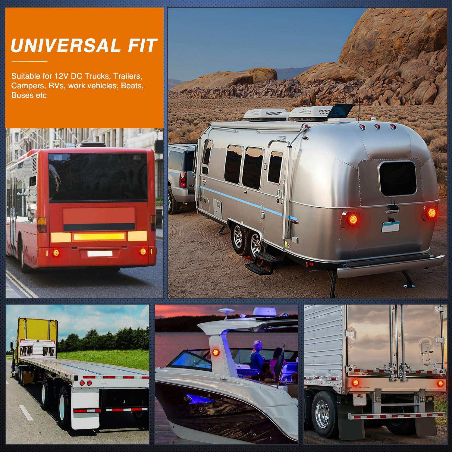 Nilight 4Inch Round Trailer Tail Light 2PCS 24LED Red Stop Brake Turn Marker Lights w/Flush Mount Grommets Plugs IP67 Waterproof for 12V Truck Bus RV Camper ATV UTV